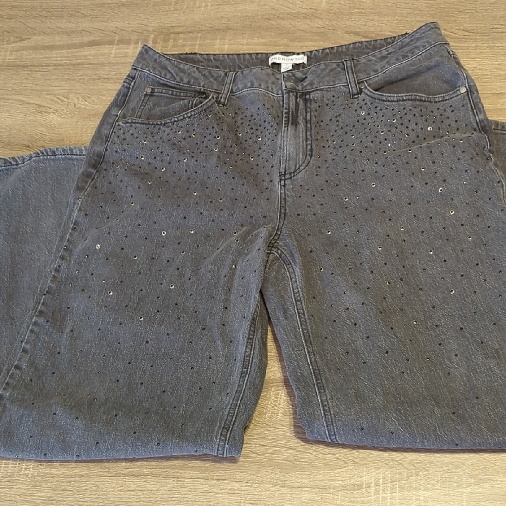 Women's Gray Studded Jeans